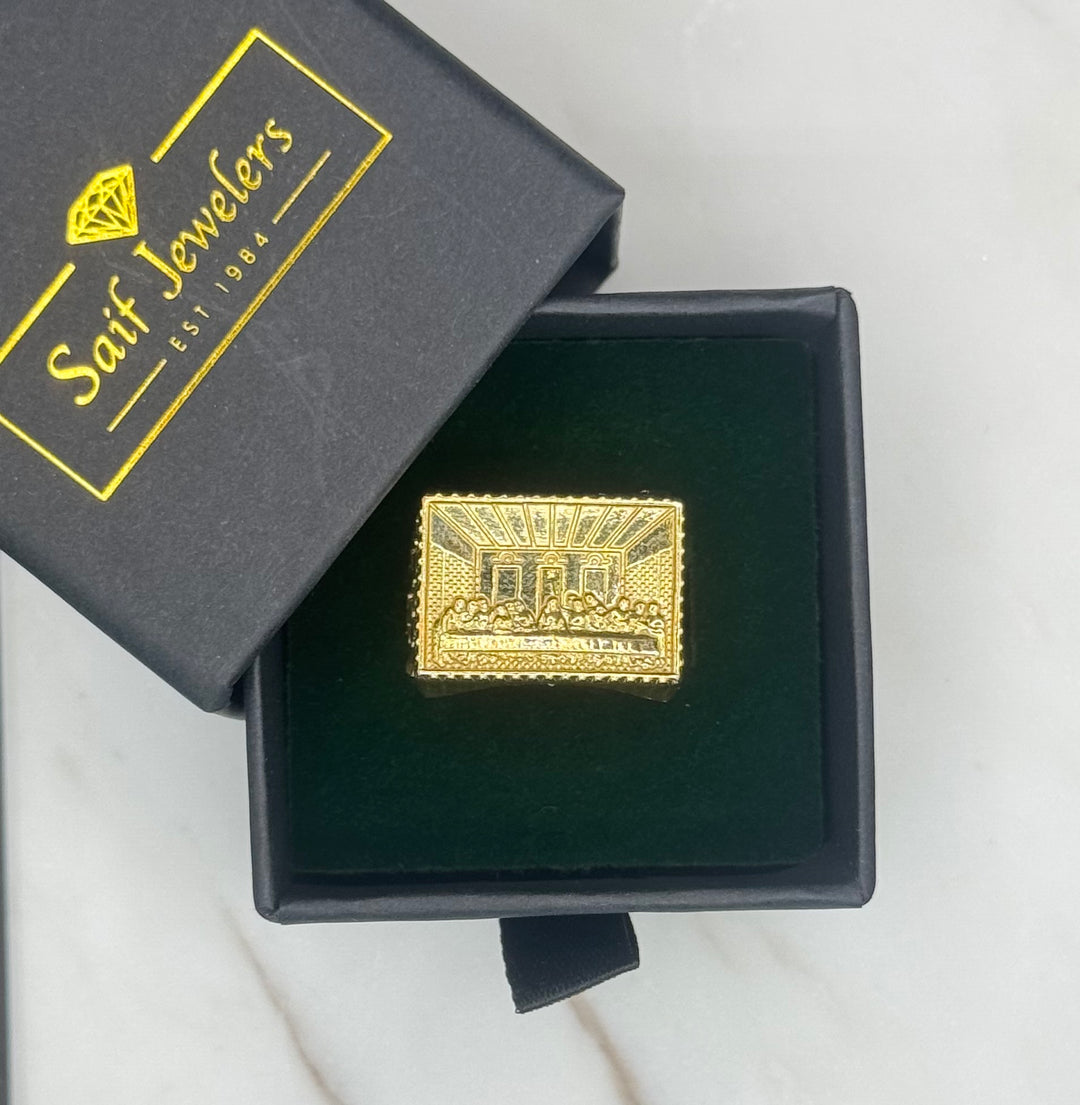 10K GOLD NUGGET CUT LAST SUPPER RING