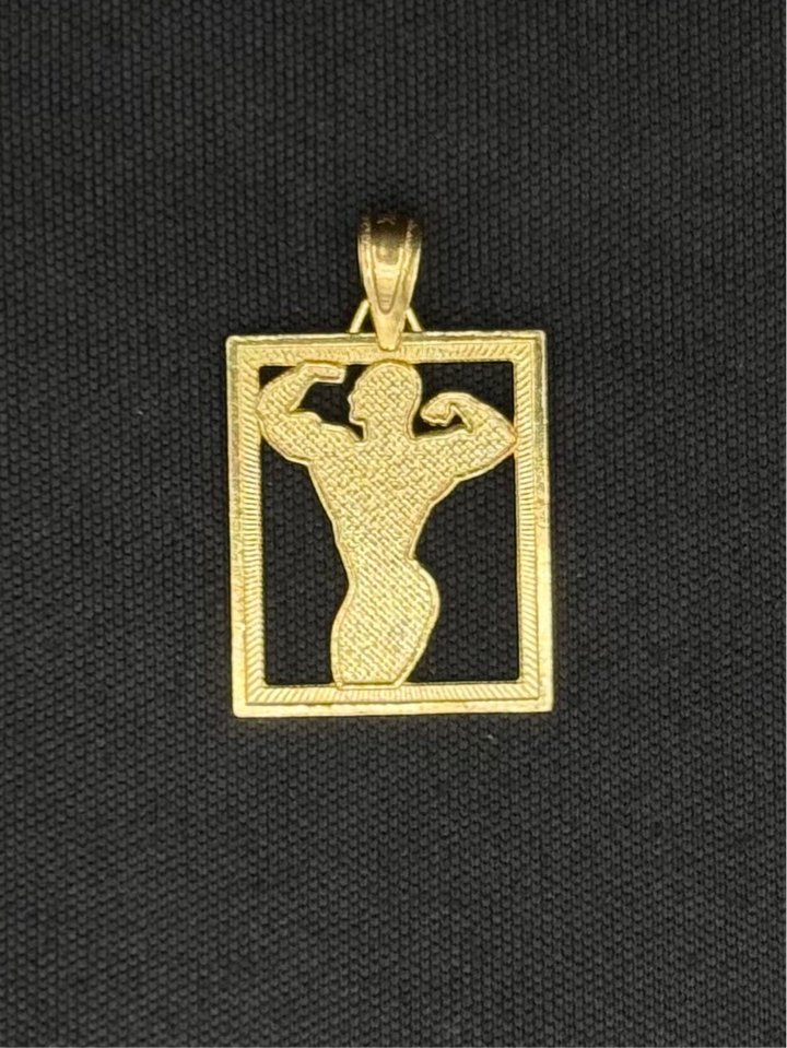 10K GOLD DIA CUT MEN’S PHYSIQUE BODY BUILDING PENDANT