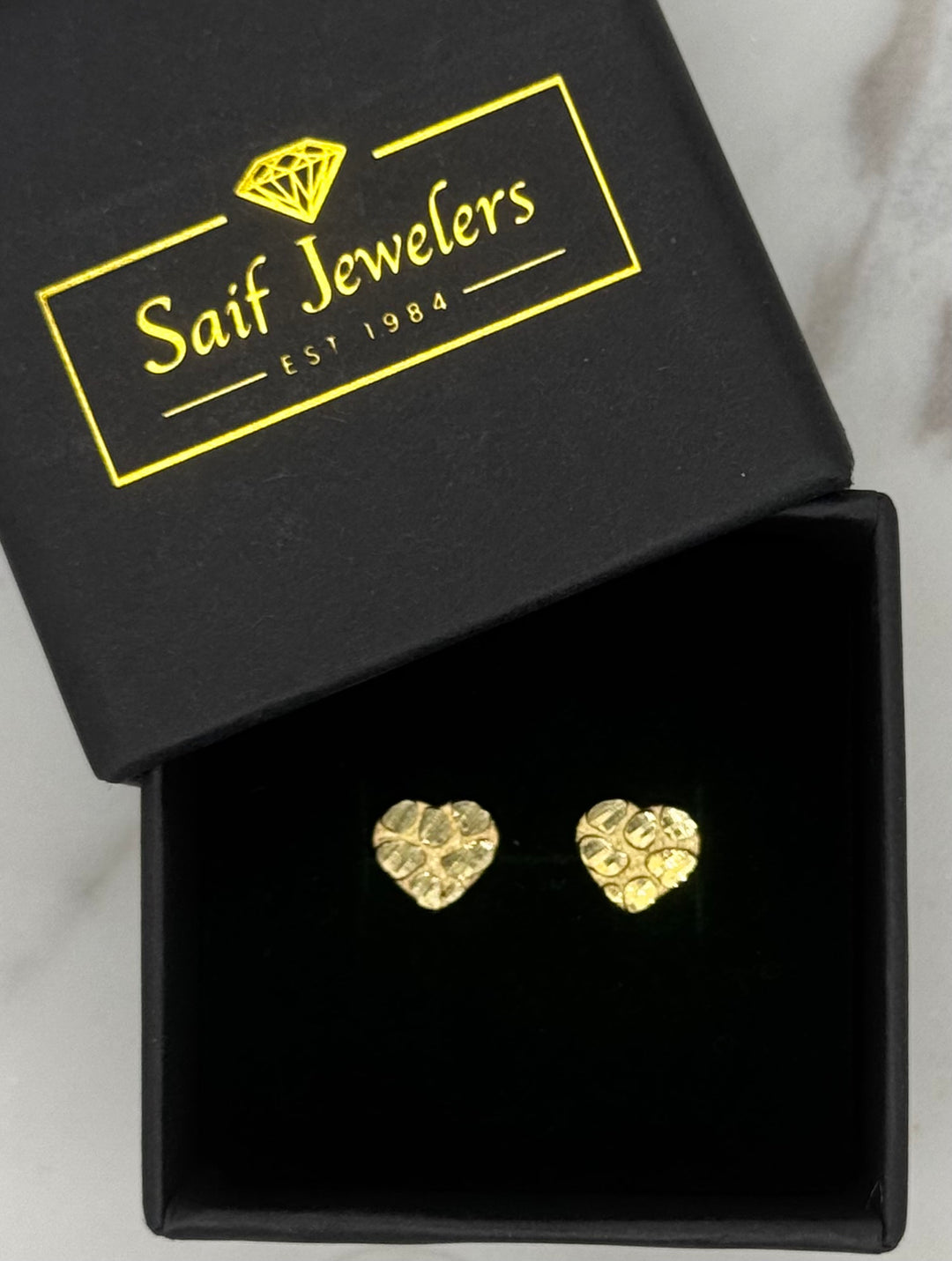 10K GOLD HEART NUGGET EARRINGS