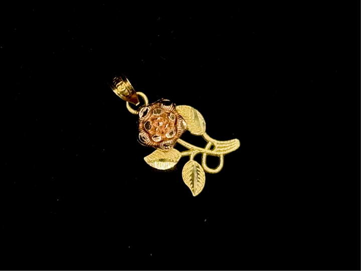 10K GOLD TWO TONE ROSE PENDANT