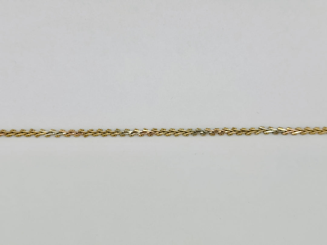 14K FANCY FRANCO SHAPED TRIO COLOR BRACELET