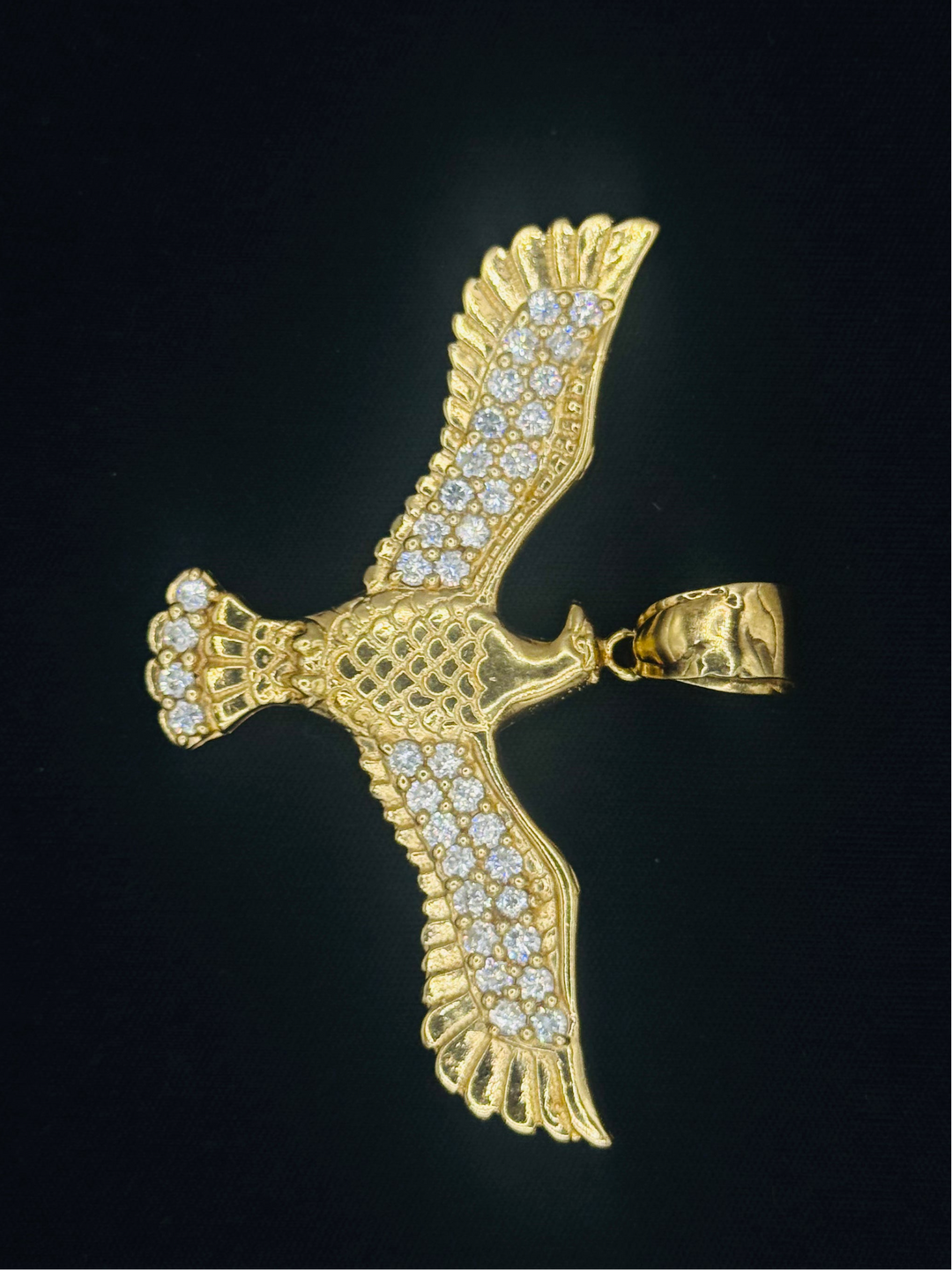 10K GOLD EAGLE SHAPE CZ PENDANT