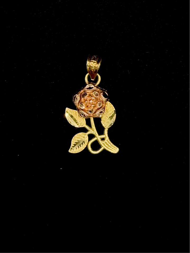 10K GOLD TWO TONE ROSE PENDANT