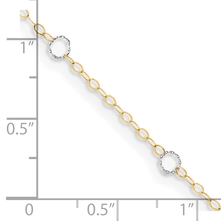 14k Two-Tone Circle 9in Plus 1in ext  Anklet