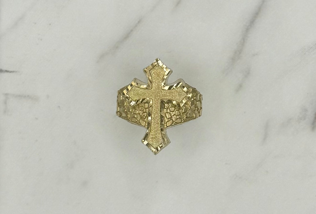 10K CROSS NUGGET PENDANT