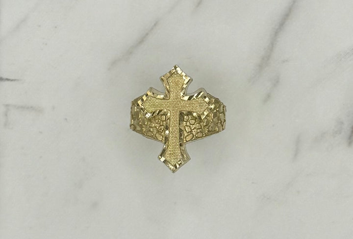 10K CROSS NUGGET PENDANT