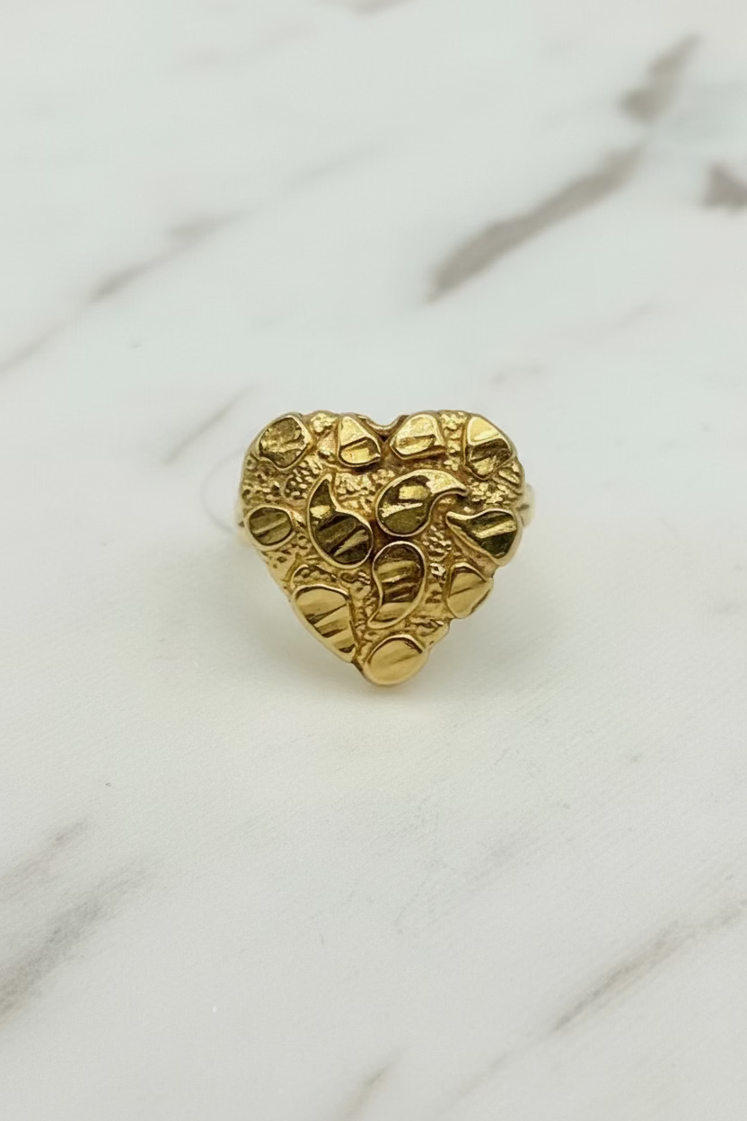 10K GOLD HEART NUGGET RING