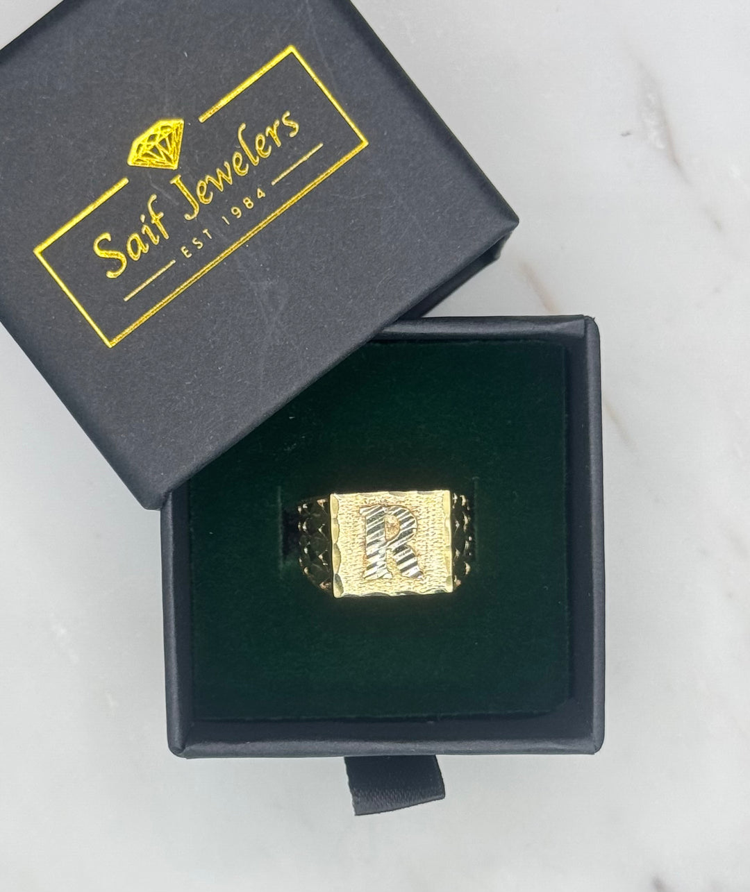 10K GOLD R INITIAL RING