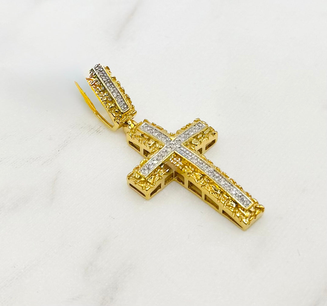 10K GOLD CROSS DIAMOND PENDANT