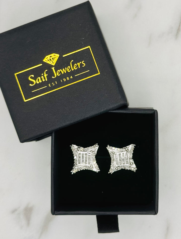 10K GOLD SQUARE DIAMOND STUDS