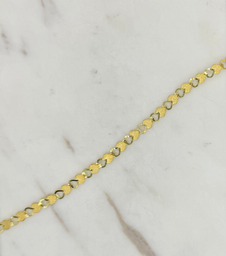 10K Y/G TWO TONE HEART BRACELET