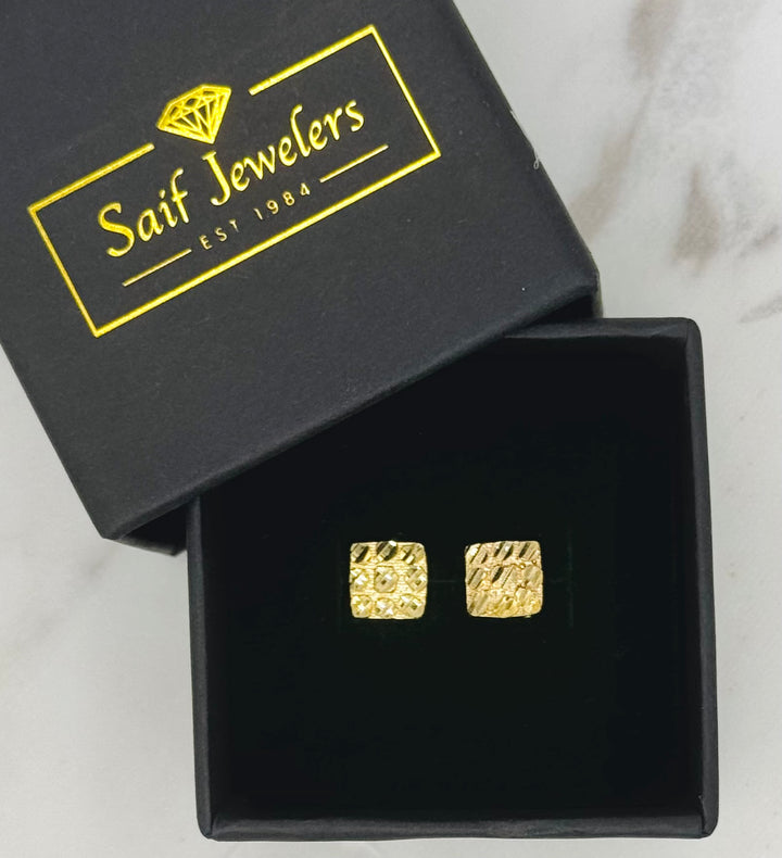 10K GOLD SQUARE NUGGET EARRING