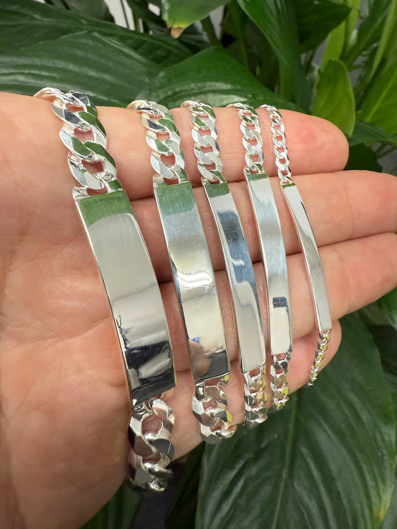 925 STERLING SILVER CUBAN ID BRACELET