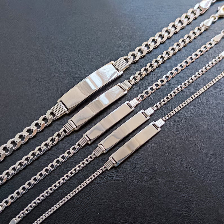 925 STERLING SILVER CUBAN ID BRACELET
