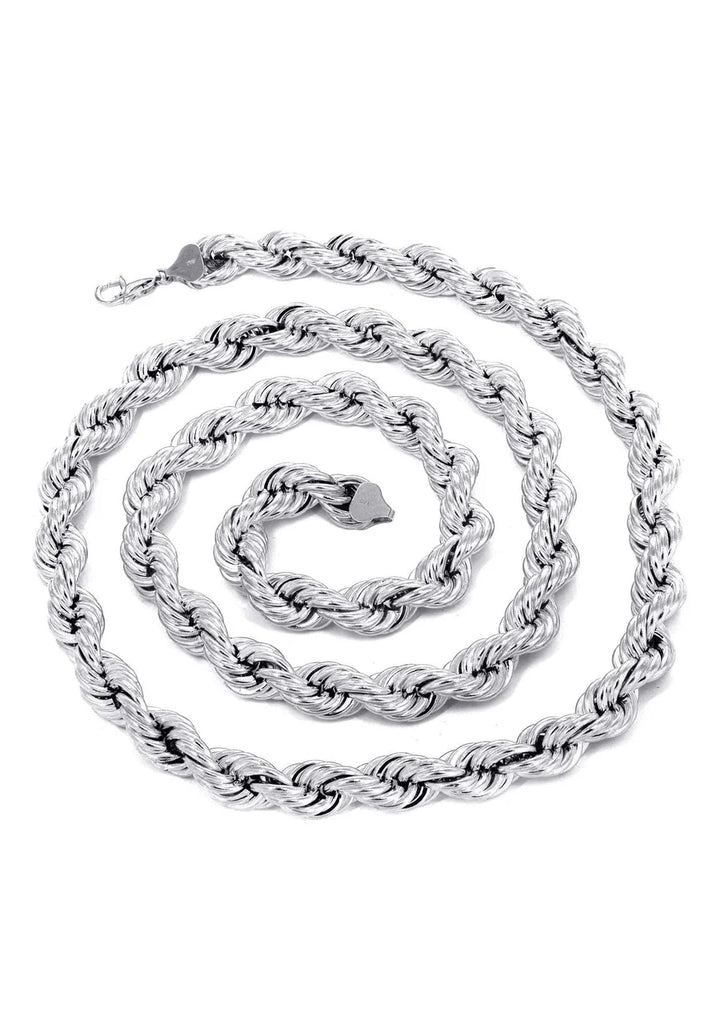WHITE GOLD SEMI SOLID ROPE CHAINS 10K / 14K WHITE GOLD