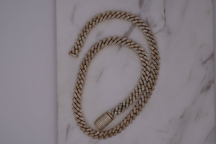 10K YELLOW GOLD DIAMOND MIAMI CUBAN NECKALCE 9.50CTW