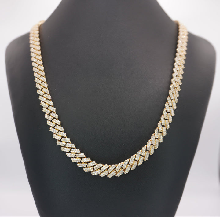 10K YELLOW GOLD DIAMOND MIAMI CUBAN NECKALCE 9.50CTW