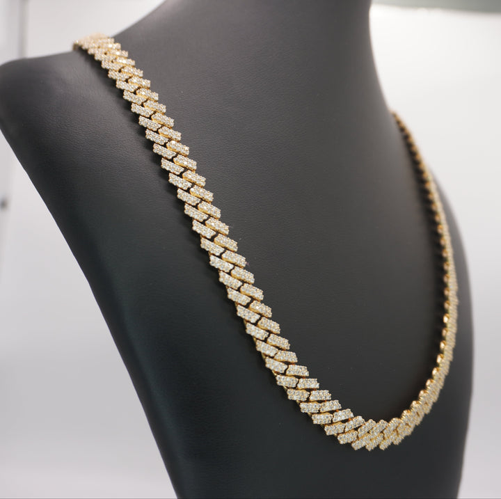 10K YELLOW GOLD DIAMOND MIAMI CUBAN NECKALCE 9.50CTW