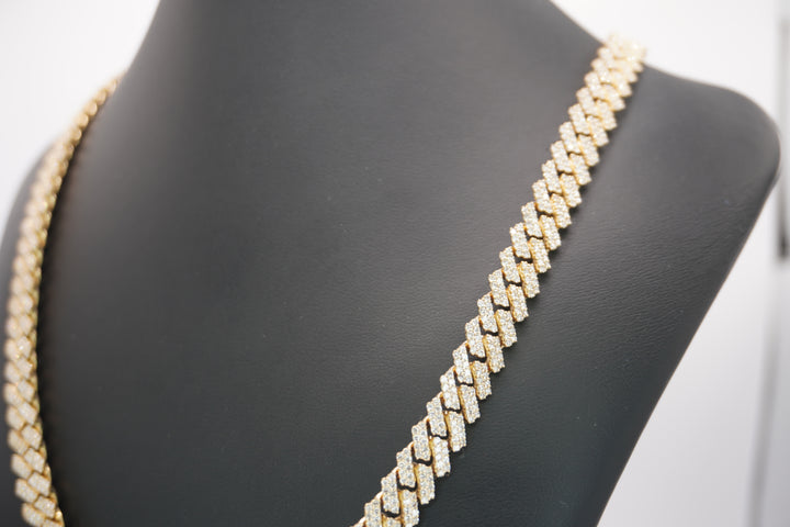 10K YELLOW GOLD DIAMOND MIAMI CUBAN NECKALCE 9.50CTW