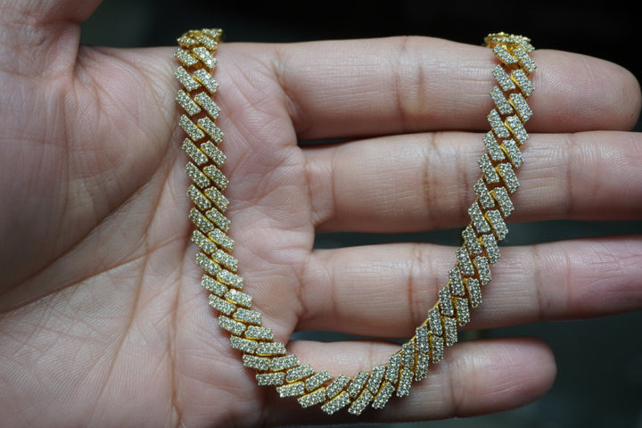 10K YELLOW GOLD DIAMOND MIAMI CUBAN NECKALCE 9.50CTW