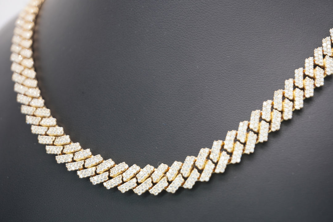 10K YELLOW GOLD DIAMOND MIAMI CUBAN NECKALCE 9.50CTW