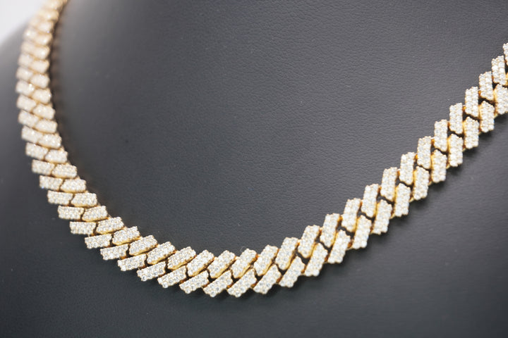 10K YELLOW GOLD DIAMOND MIAMI CUBAN NECKALCE 9.50CTW