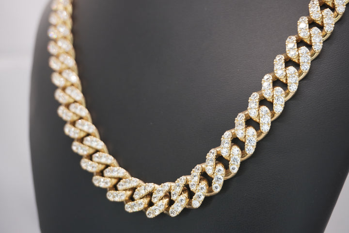 10K YELLOW GOLD CUBAN CZ NECKALCE
