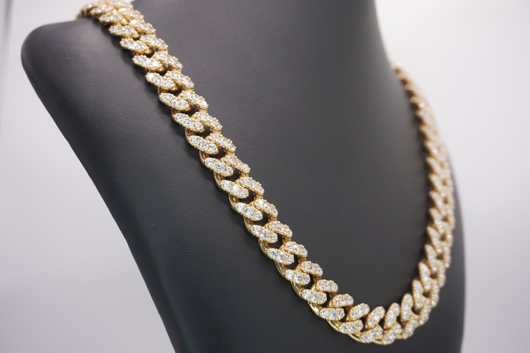 10K YELLOW GOLD CUBAN CZ NECKALCE