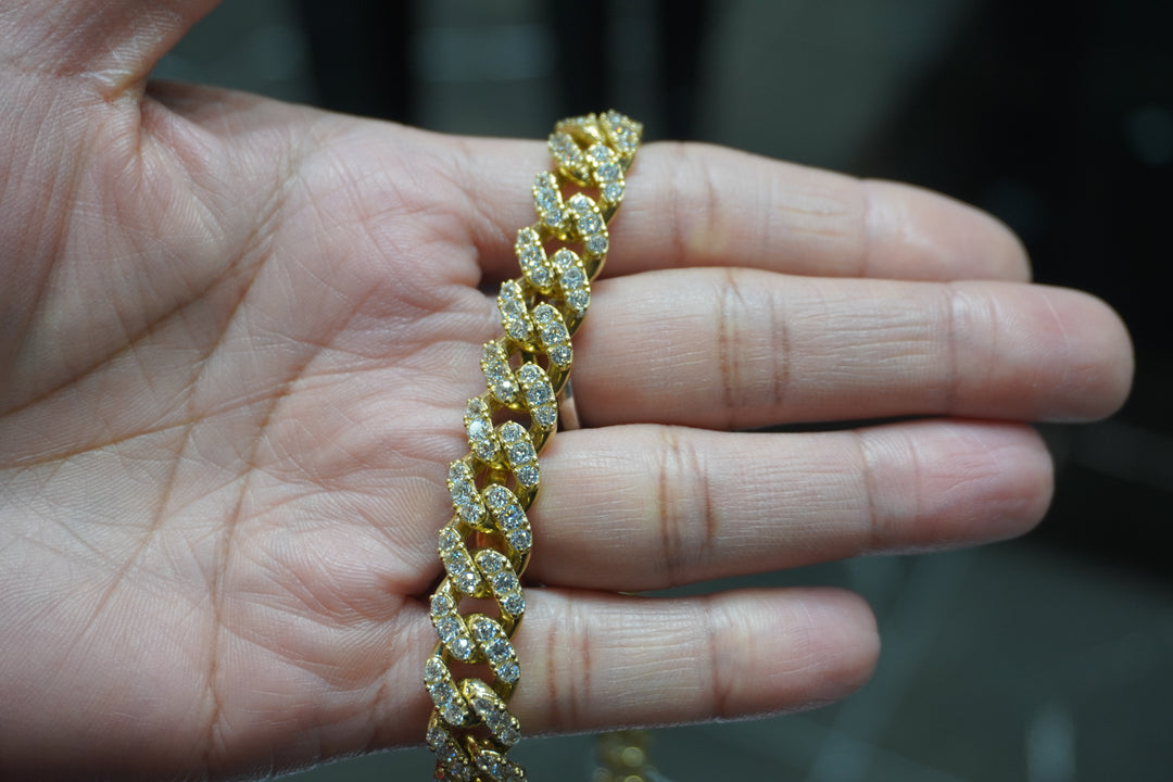 10K YELLOW GOLD CUBAN CZ NECKALCE