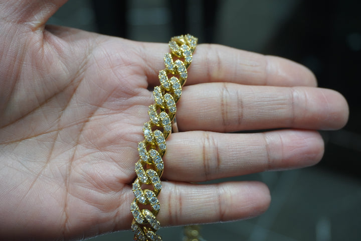 10K YELLOW GOLD CUBAN CZ NECKALCE