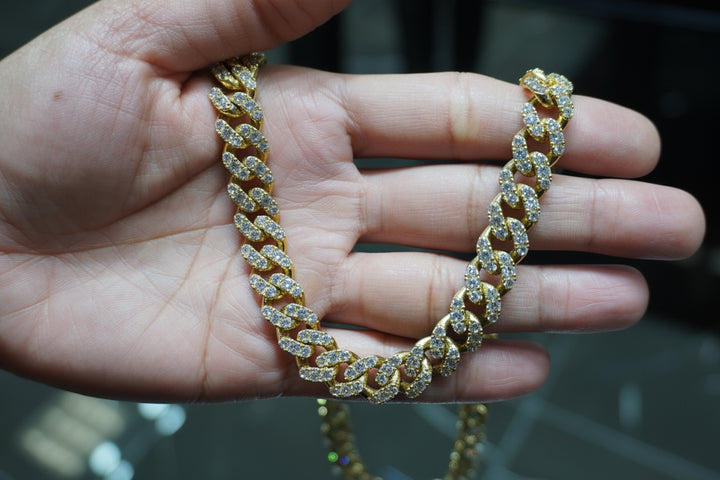 10K YELLOW GOLD CUBAN CZ NECKALCE