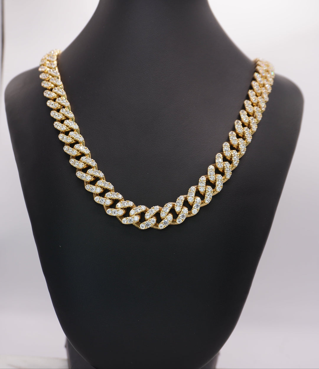 10K YELLOW GOLD CUBAN CZ NECKALCE