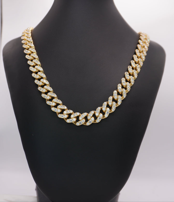 10K YELLOW GOLD CUBAN CZ NECKALCE