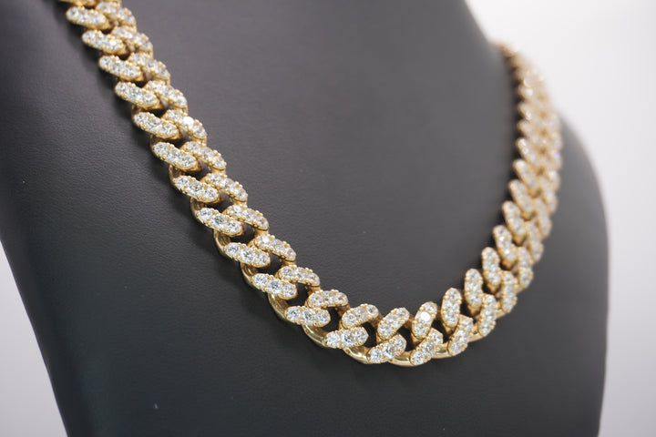 10K YELLOW GOLD CUBAN CZ NECKALCE