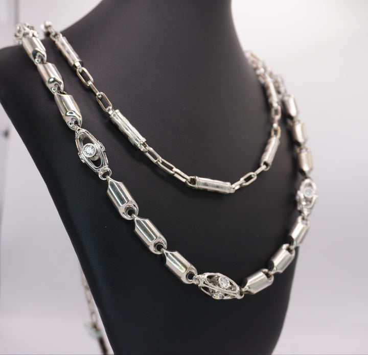 10K WHITE GOLD  BULLET NECKLACE WITH LARGE CZ