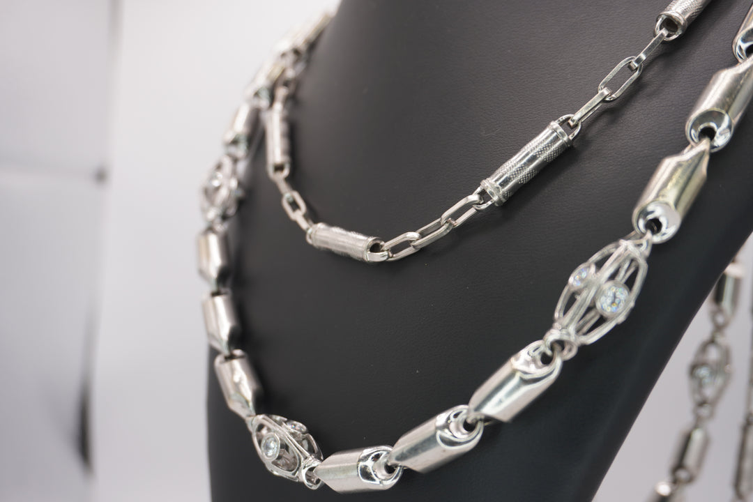 10K WHITE GOLD  BULLET NECKLACE WITH LARGE CZ