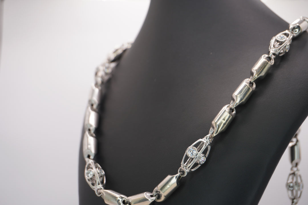10K WHITE GOLD  BULLET NECKLACE WITH LARGE CZ