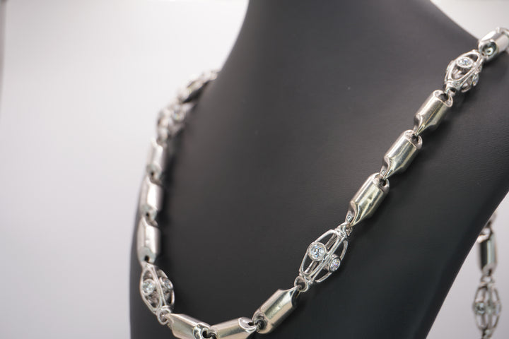 10K WHITE GOLD  BULLET NECKLACE WITH LARGE CZ