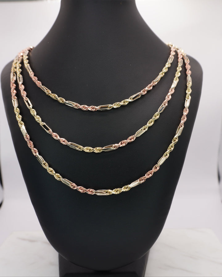 10K TRI COLOR GOLD MILANO CHAIN