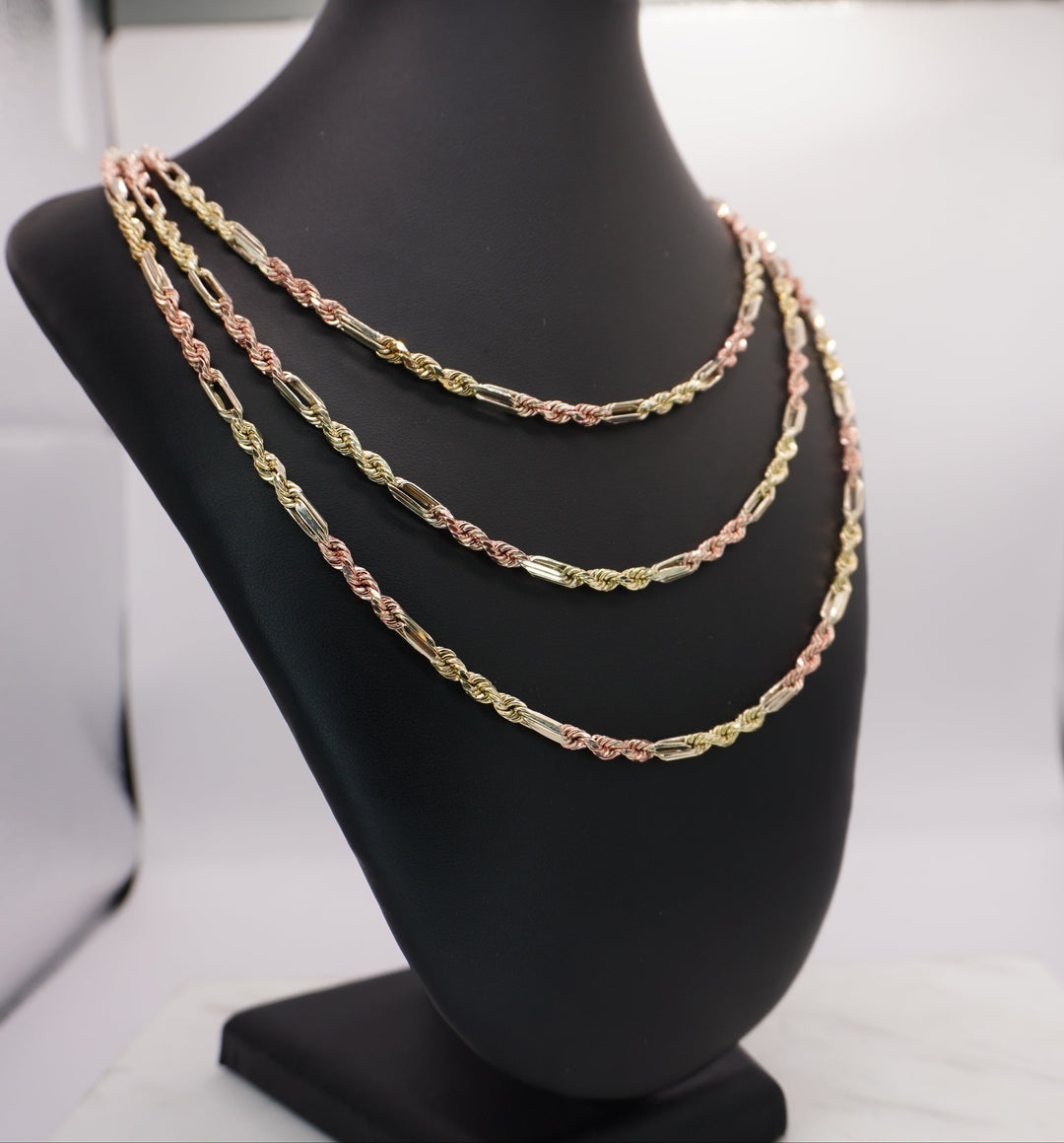 10K TRI COLOR GOLD MILANO CHAIN