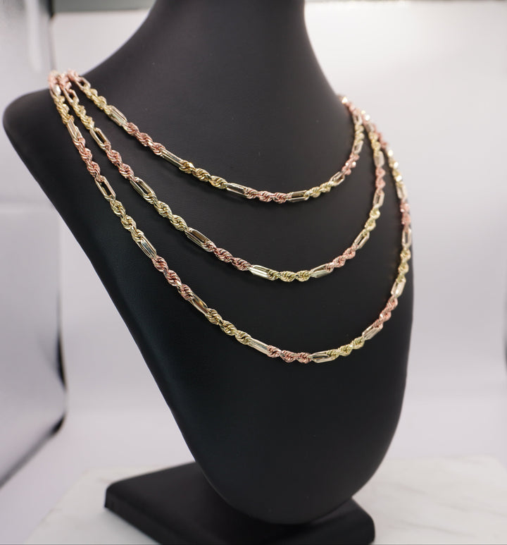 10K TRI COLOR GOLD MILANO CHAIN