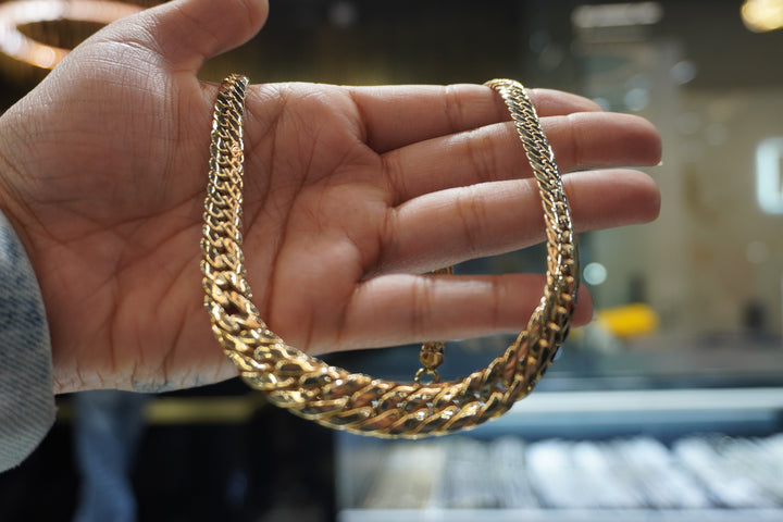 10K YELLOW GOLD DOUBLE CUBAN LINK NECKLACE