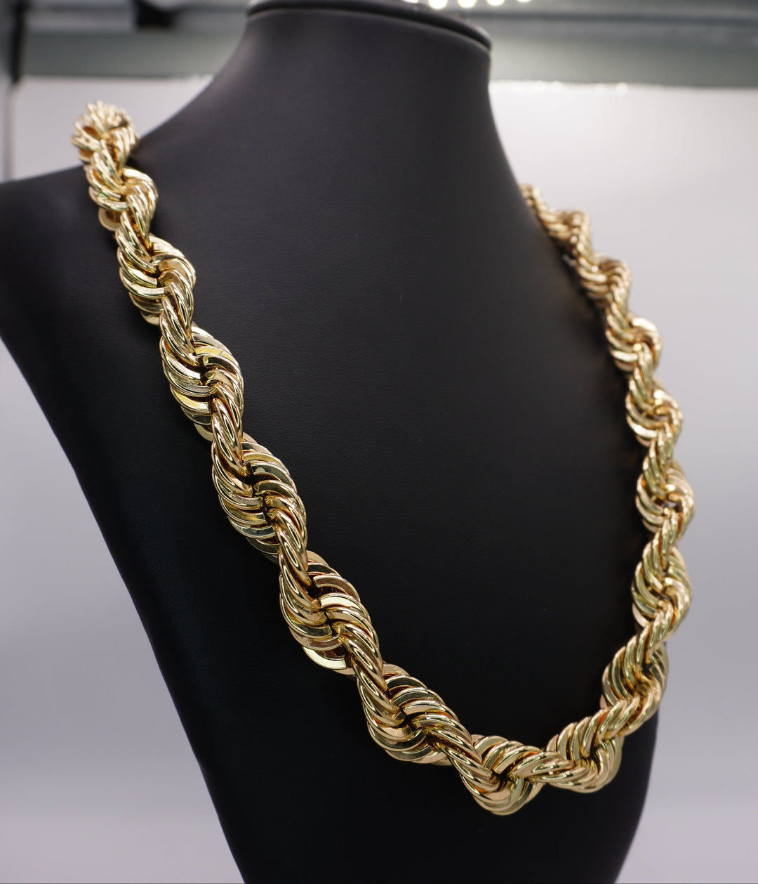 10K YELLOW GOLD HOLLOW ROPE CHAIN 12MM