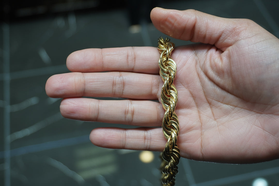 10K YELLOW GOLD HOLLOW ROPE CHAIN 12MM
