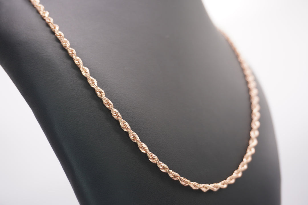 10K ROSE GOLD SOLID ROPE CHAIN