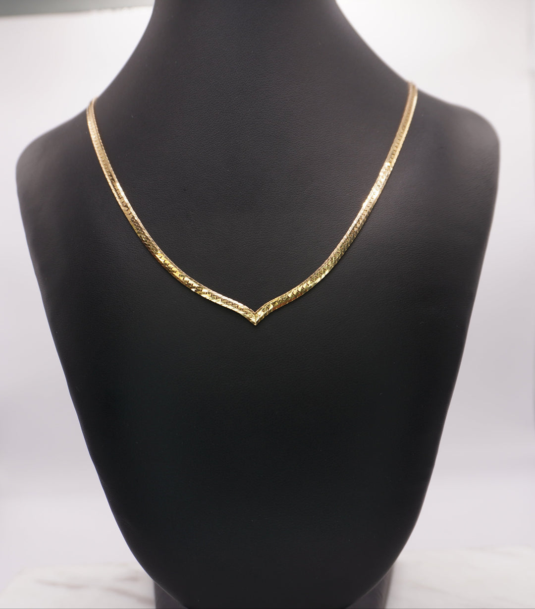 14K YELLOW GOLD HERRING BONE NECKLACE