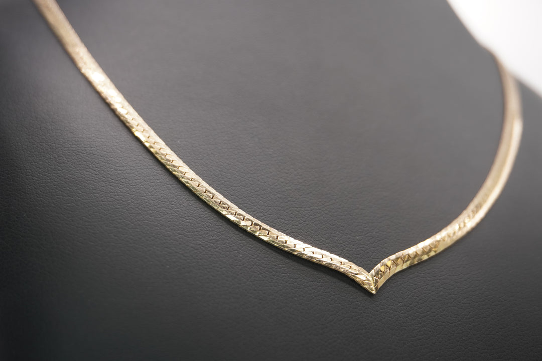 14K YELLOW GOLD HERRING BONE NECKLACE
