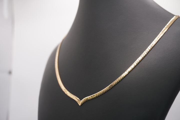 14K YELLOW GOLD HERRING BONE NECKLACE