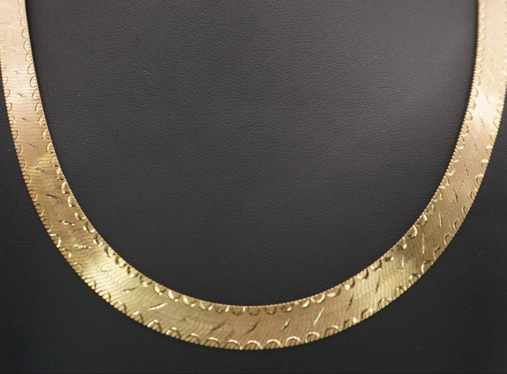 10K DOUBLE SIDED HERRING BONE NECKLACE