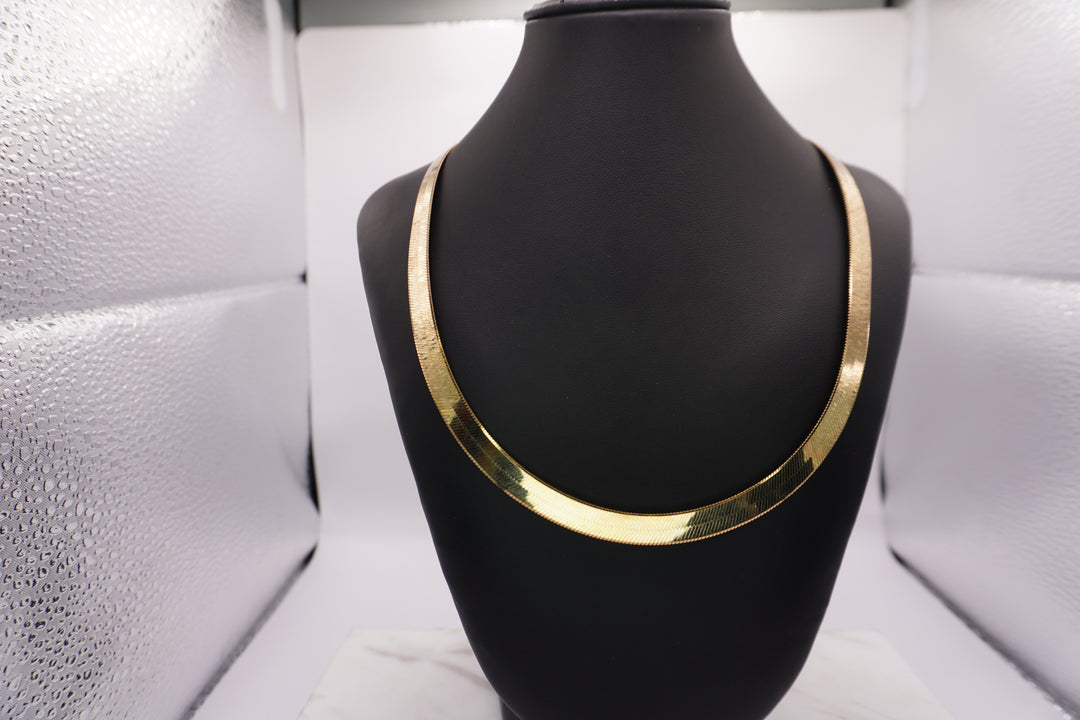 10K DOUBLE SIDED HERRING BONE NECKLACE